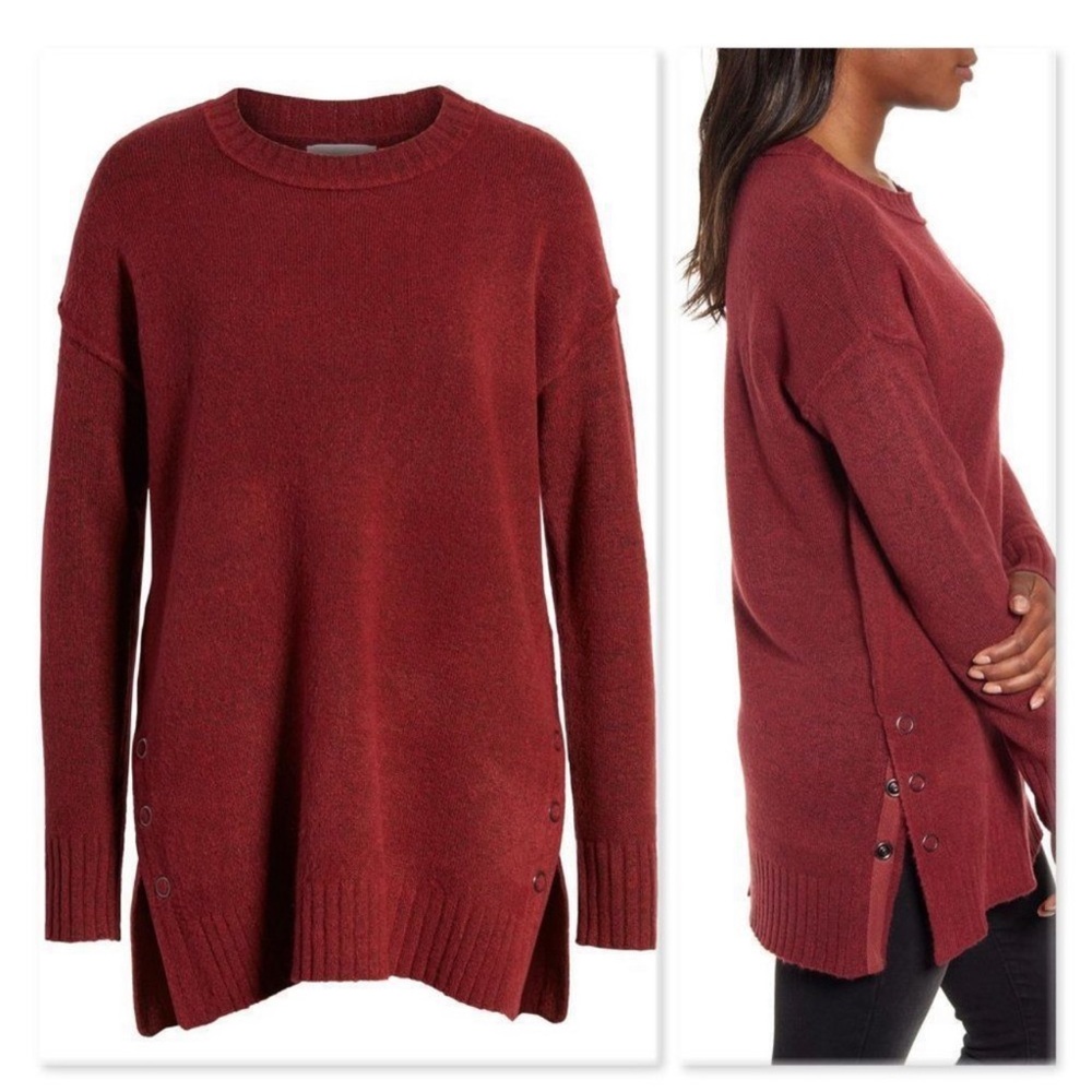 Caslon Burgundy Tunic Sweater Size Small